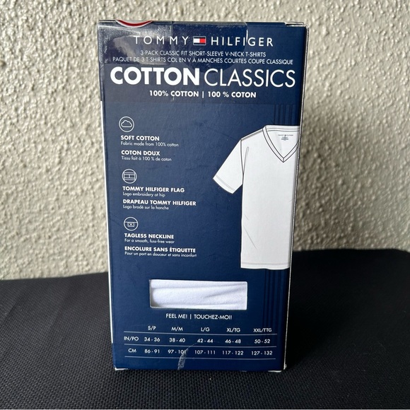 Tommy Hilfiger men’s V-neck undershirts white 3 pack XL NIB - Picture 2 of 6